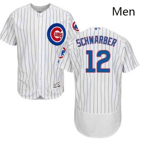 Mens Majestic Chicago Cubs 12 Kyle Schwarber White Home Flex Base Authentic Collection MLB Jersey